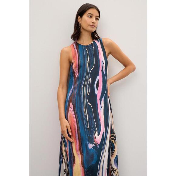 Derek Lam 10 Crosby Multicolored Abstract Inaya Sleeveless Maxi Dress Size 10